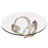 Dunbar chrome scuptural base 1970
s coffee table